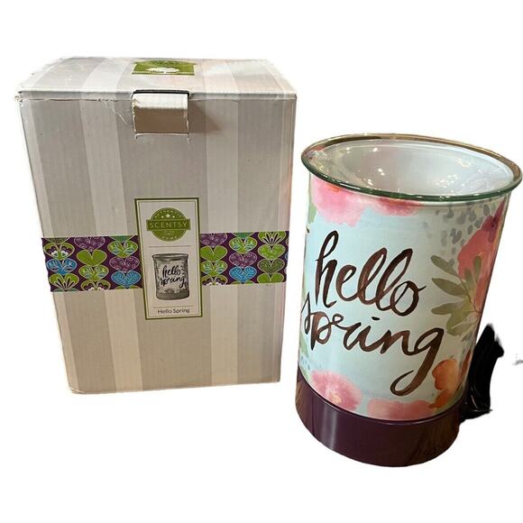 SCENTSY Hello Spring Wax Warmer & Cement Base Set Retired NIB - Picture 1 of 10